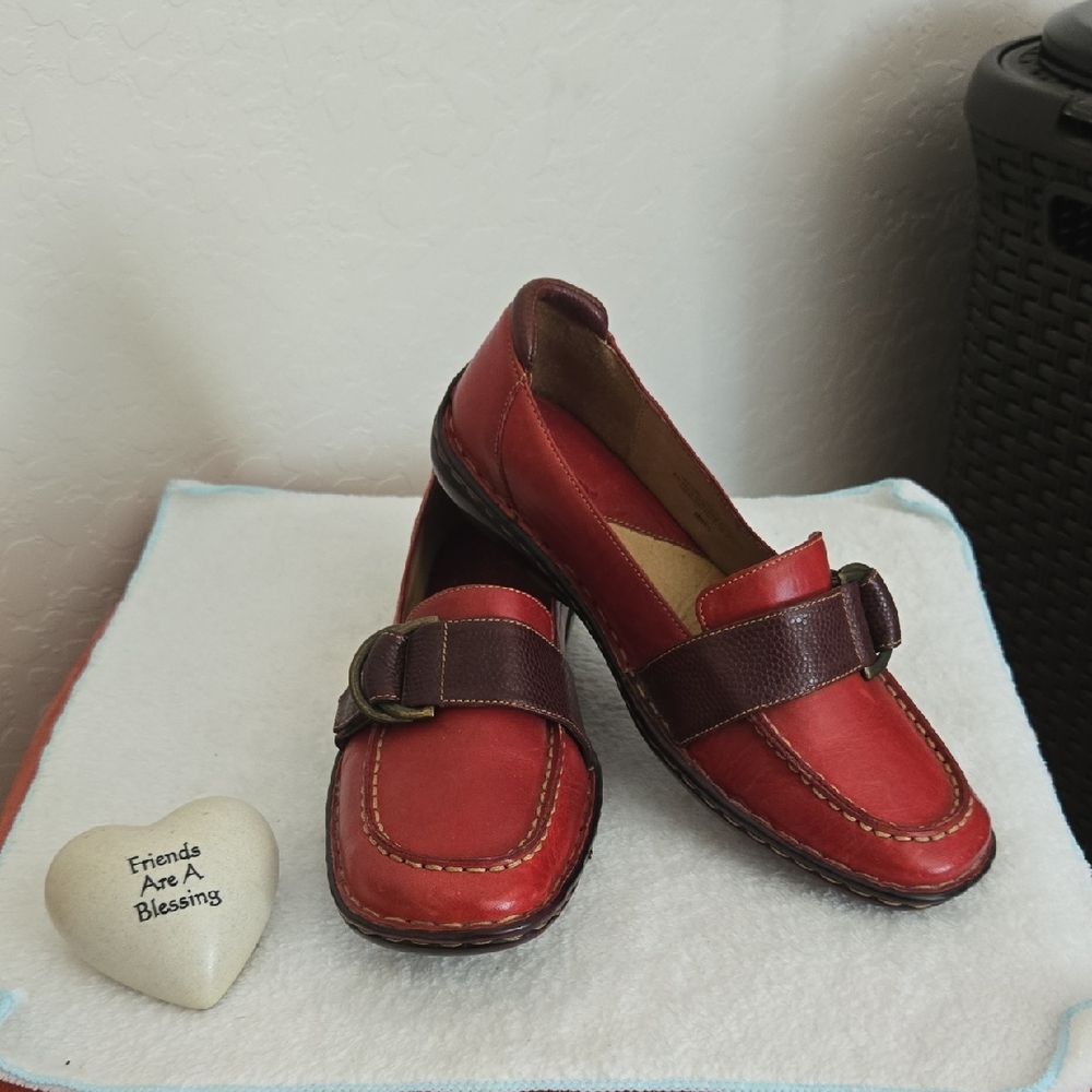 Born Red and Brown Leather Loafers